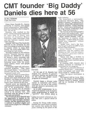 Glenn D Daniels CMT Founder Obituary 1992